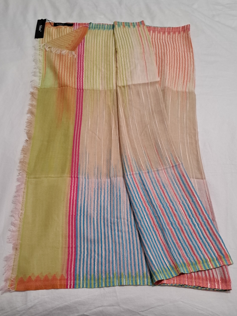 Tolani Orange Pink Striped Cotton Scarf